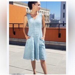 Inizio Linen Thea Teal Dress | M